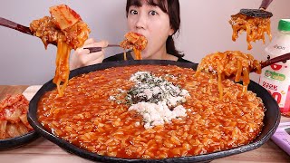 불닭볶음탕면으로 만든 꾸덕한 라죽 먹방😍 MUKBANG [upl. by Zerep]