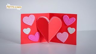 HEART POPUP CARD  Tutorial  Fatto a Mano [upl. by Mathis]