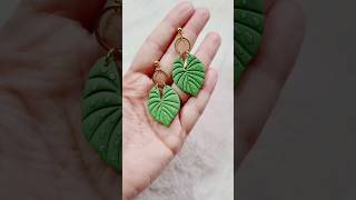 How to make Beautiful Clay Leaves Earrings 🍃  Clay Jewelry Business 🌈 spiegelclay [upl. by Javier788]