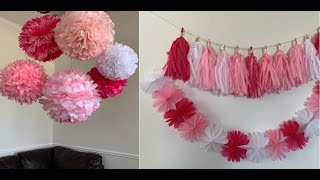 How to make tissue paper Pom Pom decorationseasy methodbirthdayweddingvalentine’s dayroom decor [upl. by Arised624]