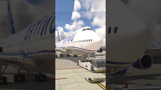 Procces pushback Boeing 747 United jet landing aviation avgeek automobile msfs2020 [upl. by Atirys]