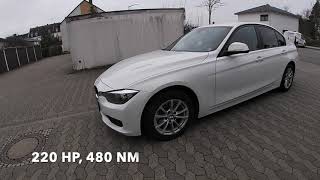 BMW F30 320d Stage 1  acceleration 100  200 kmh amp vmax 260 kmh [upl. by Norine]