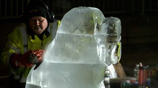 Ice sculptures begin to take shape at Copley Square for First Night Boston [upl. by Lupiv450]