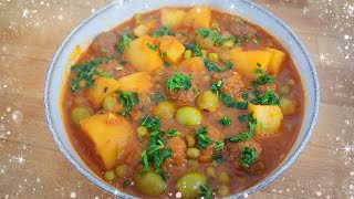 TAJINE KEFTA PETIT POIS POMME DE TERRE et BOULETTE DE VIANDE HACHÉE recette rapide pour lhiver [upl. by Rochus]