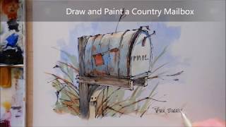 How to Draw and Paint a Country Mailbox Line and Wash Watercolor Peter Sheeler [upl. by Cirenoj]