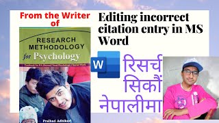 रिसर्च सिकौं नेपालीमा  APA citation in MS Word Part 2 [upl. by Haynor]