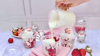 El POSTRE delicioso para VENDER casi TODO EL AÑO 🍓 Las mejores FRESAS con CREMA para VENDER en vaso [upl. by Yeltneb]