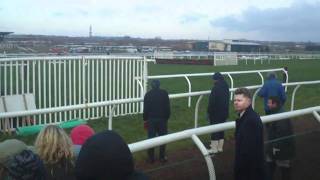 The Hennessy Gold Cup 2010 the Crowd erupts at the last fence [upl. by Most]