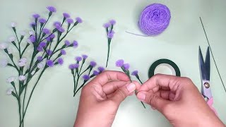 DIY  Tutorial making woolen flowers easy  Tutorial Mudah Membuat Bunga Dari Benang Wool craft [upl. by Ydnat]