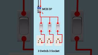 How To Do 3 Switch 3 Socket Connection 3 Switch 3 Socket ka Connection kese kareShortsSwitchBoard [upl. by Ayna]