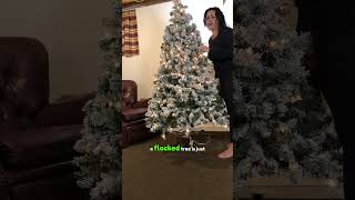 Yaheetech 6ft Flocked Prelit Christmas Tree Review  Cozy amp Stunning [upl. by Ennasil]