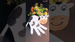 Diy Easy kids cow Craft🖐️🐄😨 shorts trending diy viralvideo funny craft kids youtubeshorts [upl. by Seedman]