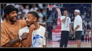 Michael B Jordan challenged Kyrie Irving to a shooting contest in Abu Dhabi [upl. by Enyale428]