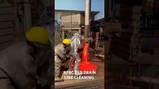 AFBC boiler bed drain line cleaning with safety [upl. by Odrarej519]