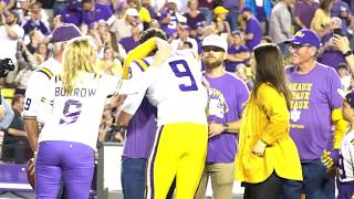 Joe Burrow dons a Burreaux jersey on LSUs senior night [upl. by Dranyar]