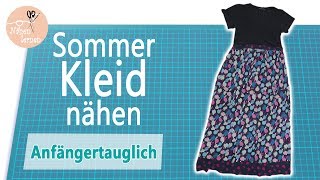 Kleid  Sommerkleid nähen  für Anfänger ohne Schnittmuster [upl. by Nohs]