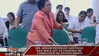 SONA Sen Miriam Santiago nagwalk out sa pagdinig ng Commission on Appointments [upl. by Ayojal]