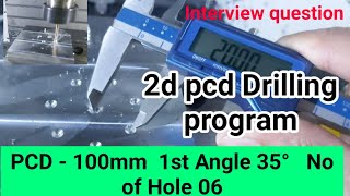 vmc programming  pcd hole 2d program  Polar Coordinate Command Bolt Circle Program  G70 [upl. by Rebmaed]