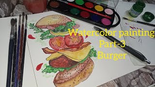 watercolor painting a burger 🍔😁 cheap watercolor set do with what you have [upl. by Trueman181]