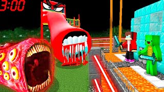 Scary TRAIN EATER and SLIDE EATER vs Security House in Minecraft Challenge Maizen JJ and Mikey [upl. by Teraj]