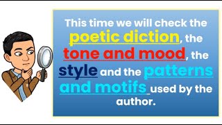 POETRY POETIC DICTION TONE AND MOOD MOTIFPATTERN POETIC STYLE MATATAG CURRICULUM [upl. by Karoline]