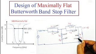 Design of prototype of band stop filter BSF for maximally flat  Butterworth response N4 [upl. by Naerol221]