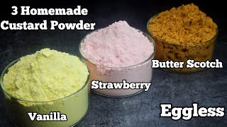 How to Make Homemade Custard Powder in 3 Delicious Flavors Vanilla Strawberry amp Butterscotch [upl. by Terrance]