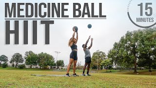 15 Minute Medicine Ball HIIT Workout With ModificationsNO REPEAT [upl. by Drawe]