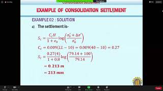 L2 Compression amp Swell Index Example of Consolidation Settlement  CE331SMFL3 TI221020 [upl. by Ellednahc]