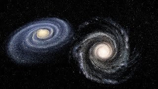 Simulation Andromeda galaxy colliding with the Milky Way [upl. by Ewart336]