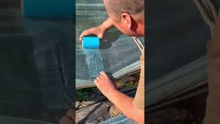 The process of patching a hole in the greenhouse foil [upl. by Nesyaj]