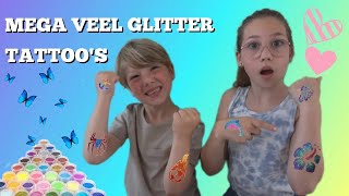 MEGA VEEL MISTERY GLITTER TATTOOS ZETTEN [upl. by Gibb]