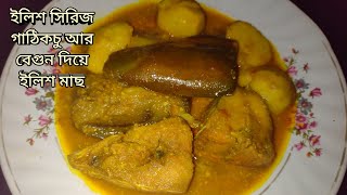 Ilish Mach Gathi Kochu Begun Diye Recipe Ilish Series ilishrecipeI Valo Rannar Hatekhori [upl. by Namyac]