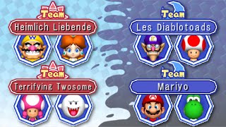 Mario Party 6 HD  All Character Team Names All Languages [upl. by Acinomal9]