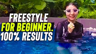 Beginner girl learn to swim Freestyle step by step [upl. by Odranar]