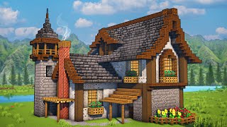 Minecraft Simple Medieval House Tutorial [upl. by Arakal]