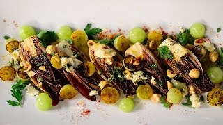 Charred Grape and Endive Salad with Roquefort Hazelnuts and Black Pepper Honey [upl. by Enelyak]