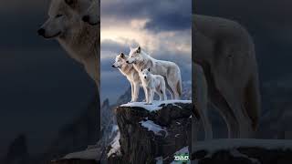 Snow White Wolf Family Stroll On Hillside  Heartwarming Moments wolf animallover wildlife love [upl. by Chuu]