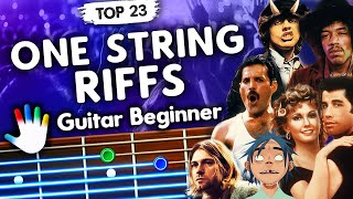 TOP 23 iconic Guitar Riffs on One String  Easy Guitar Lessons for Beginners  Chords Backing Track [upl. by Nelda]