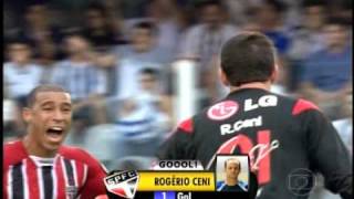 1º Gol de Rogério Ceni em 2009 São Paulo 4 x 3 Santos [upl. by Attayek]