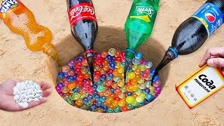 Experiment CocaCola Fanta Sprite Pepsi vs Orbeeze vs Mentos Underground [upl. by Amzu951]