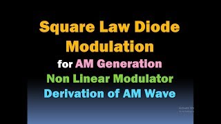 Square Law Diode Modulation Method for AM GenerationNon Linear ModulatorDerivation of AM Wave HD [upl. by Bulley99]