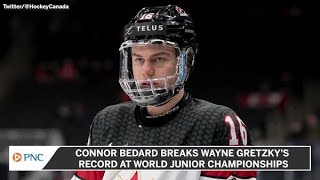 Connor Bedard Breaks Wayne Gretzky’s Record At World Junior Championships [upl. by Athenian]