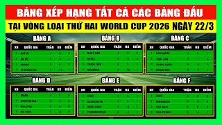 Bảng Xếp Hạng Tất Cả Các Bảng Đấu Tại Vòng Loại Thứ 2 World Cup 2026 Khu Vực Châu Á Ngày 2232023 [upl. by Ainatnas]