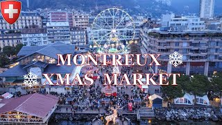 Switzerland by Drone 🇨🇭  Montreux Christmas Market 4K DJI MINI 2 Scenic Drone Flight [upl. by Inhoj]