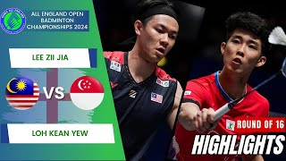 Lee Zii Jia MAS vs Loh Kean Yew SGP  R16  All England Open 2024 [upl. by Neenahs]