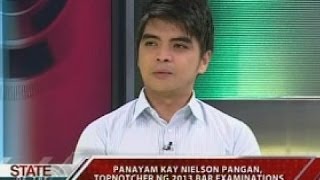 SONA Panayam kay Nielson Pangan topnotcher ng 2013 Bar Examination [upl. by Nylkoorb]