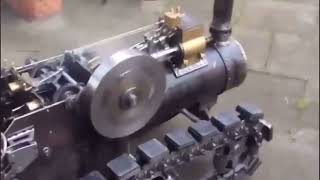 Retired Engineer Starts amp Rides SelfBuilt Retro Steam MiniTractor Coal Water amp Powerful Motor [upl. by Etnuahc]