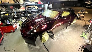 370Z BLACK ON RED FLAKE PAINT JOB [upl. by Ahsito]