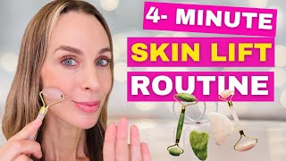 Rose Quartz Face Roller FOLLOW ALONG TUTORIAL for SKIN LIFT [upl. by Ahsekin]